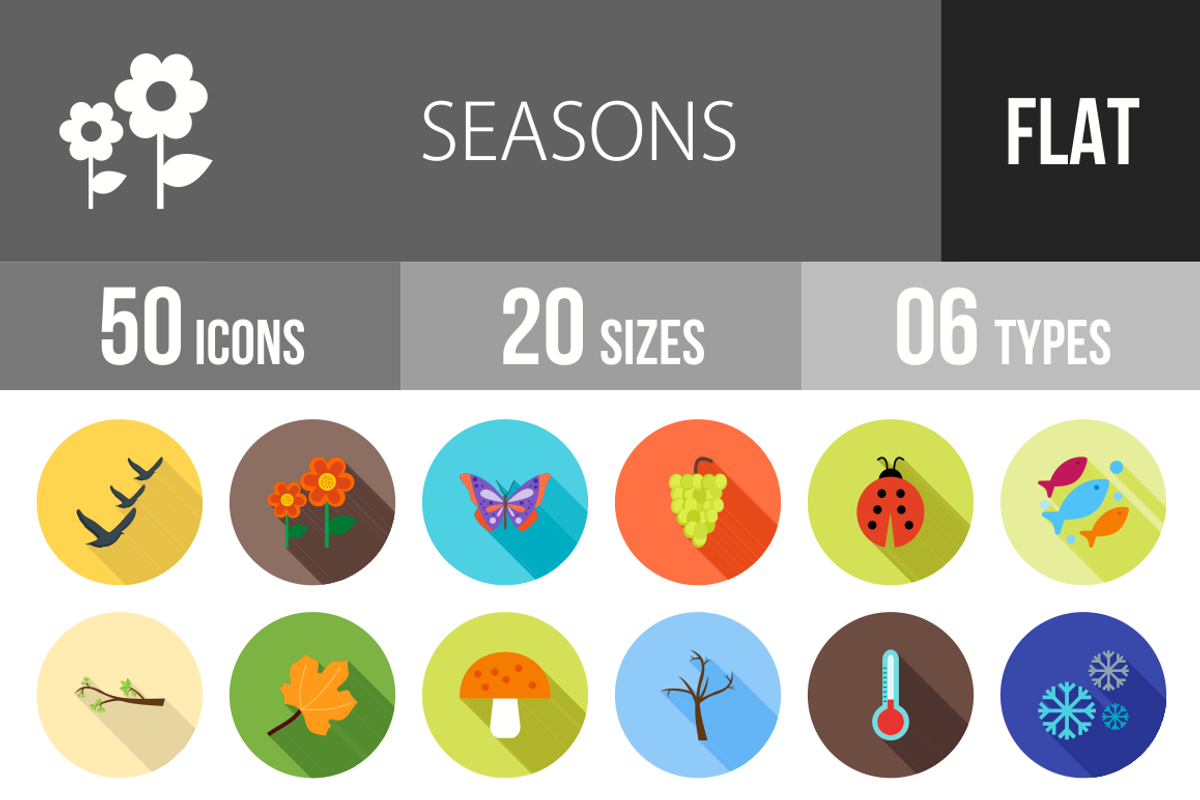 50 Seasons Flat Shadowed Icons, an Icon by IconBunny