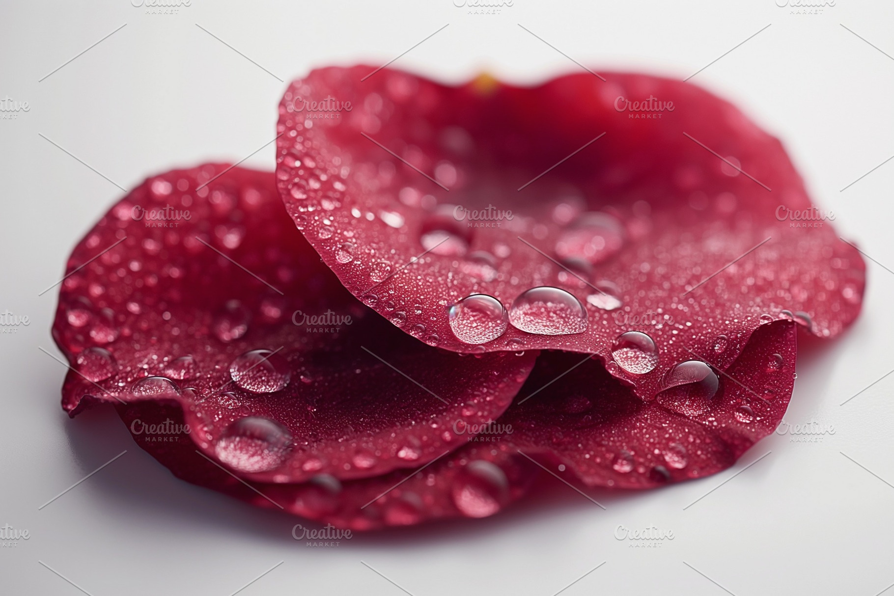 Close-up of vibrant red rose petals adorned with dew drops, showcasing their na, a Background Photo by ImageMir
