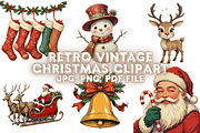 Retro Vintage Christmas Clipart, a Seasonal Illustration by Creative design (Thumbnail 1 of 7)