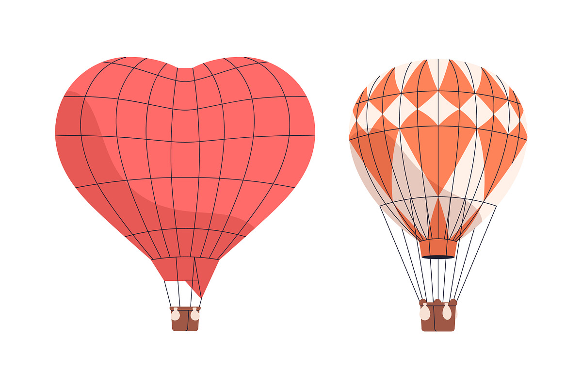 Hot air balloons for sky flying set, a Transportation Illustration by Good Studio (Photo 4 of 7)