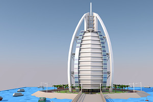 Low Poly Burj Al Arab Hotel Tower