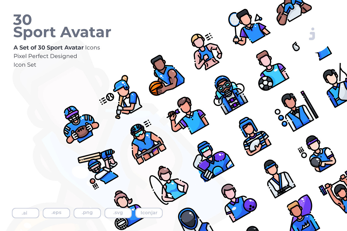 30 Sport Avatar Icon set, an Outline Icon by Just Icon (Photo 1 of 3)