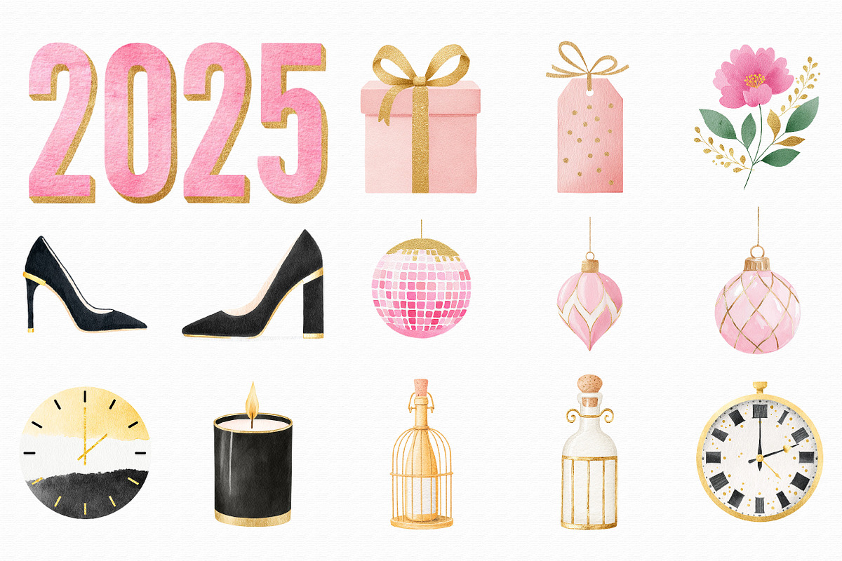 2025 New Year Clipart, Party Graphic, an Illustration by Libby Wishes (Photo 7 of 7)