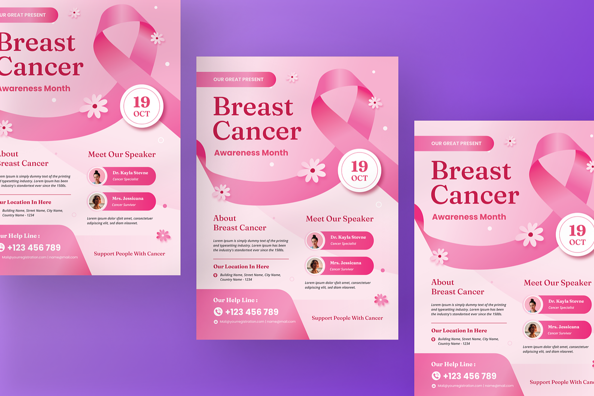 Breast Cancer Day Flyer, a Flyer Template by SquidPixey (Photo 6 of 6)