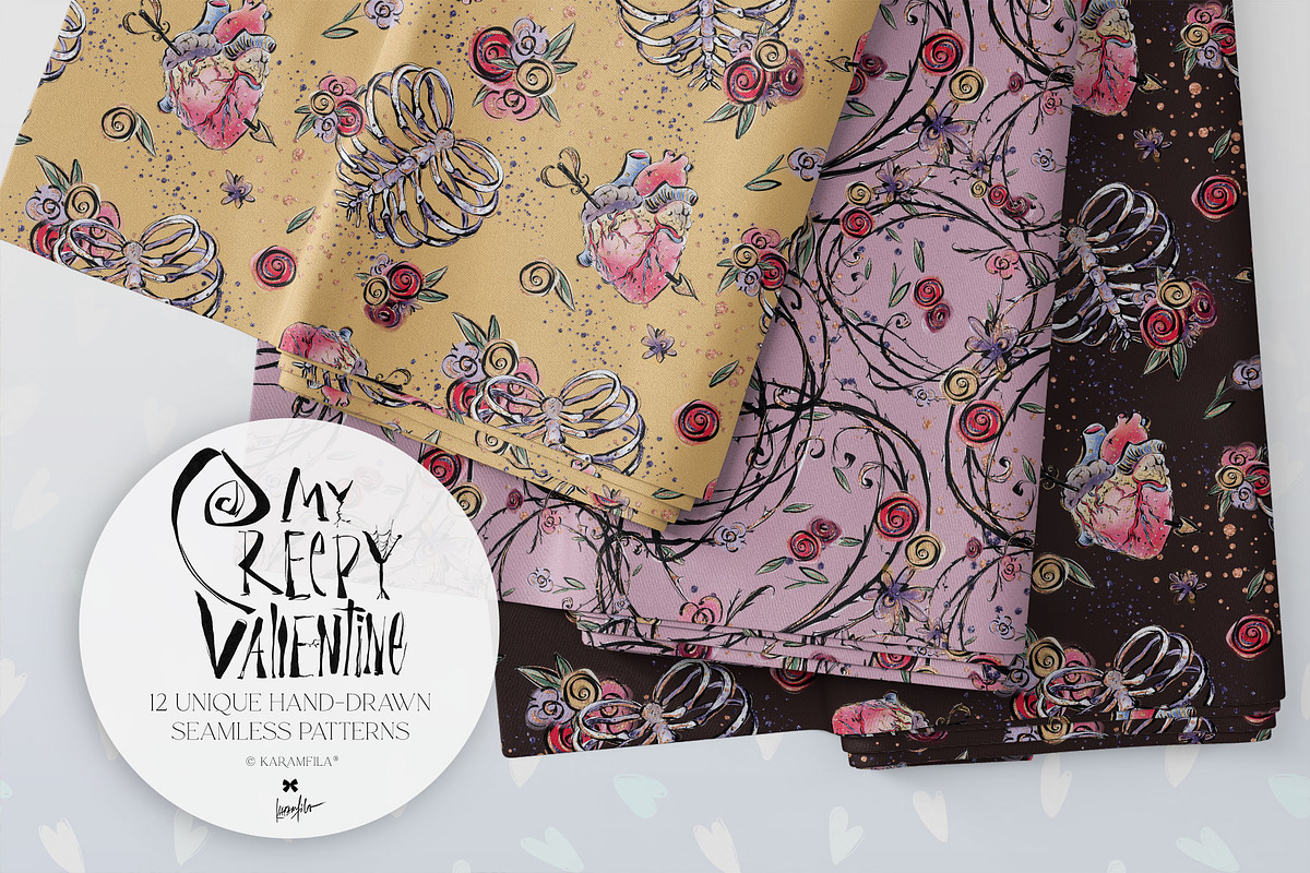 Funny Gothic Valentine Patterns, a Pattern Graphic by KaramfilaS (Photo 2 of 16)