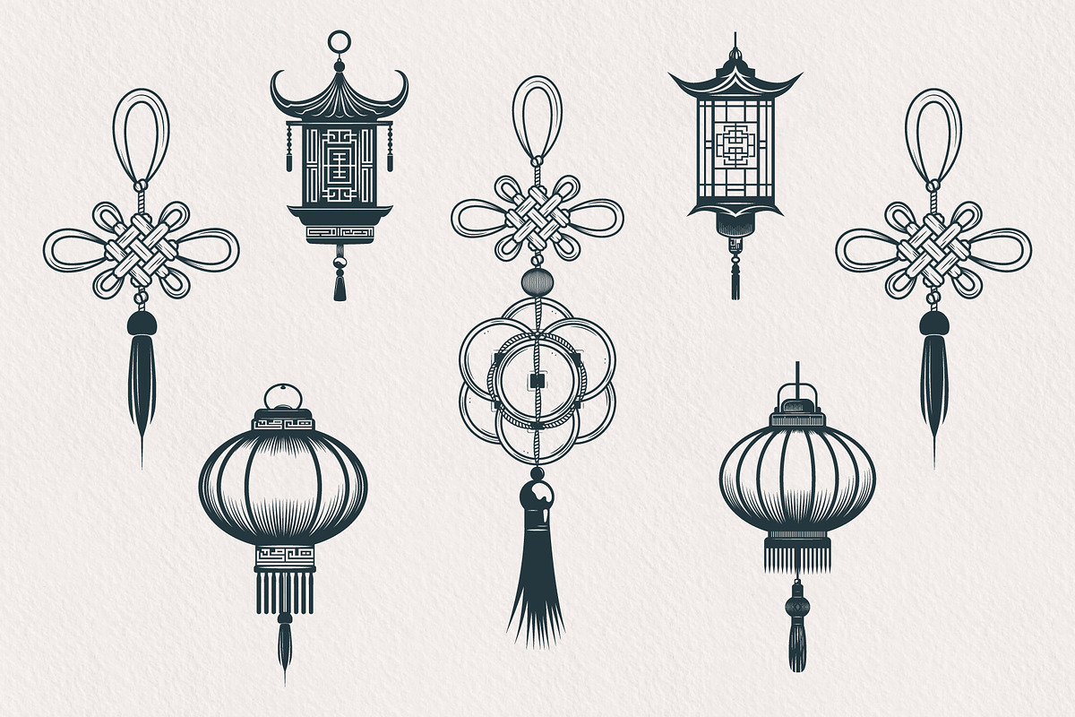 HandDrawn Chinese Lantern Collection, a Decorative Illustration by KirillsWorkshop (Photo 3 of 7)