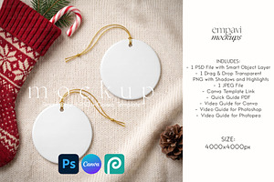 Christmas Ornament Mockup Set of 2