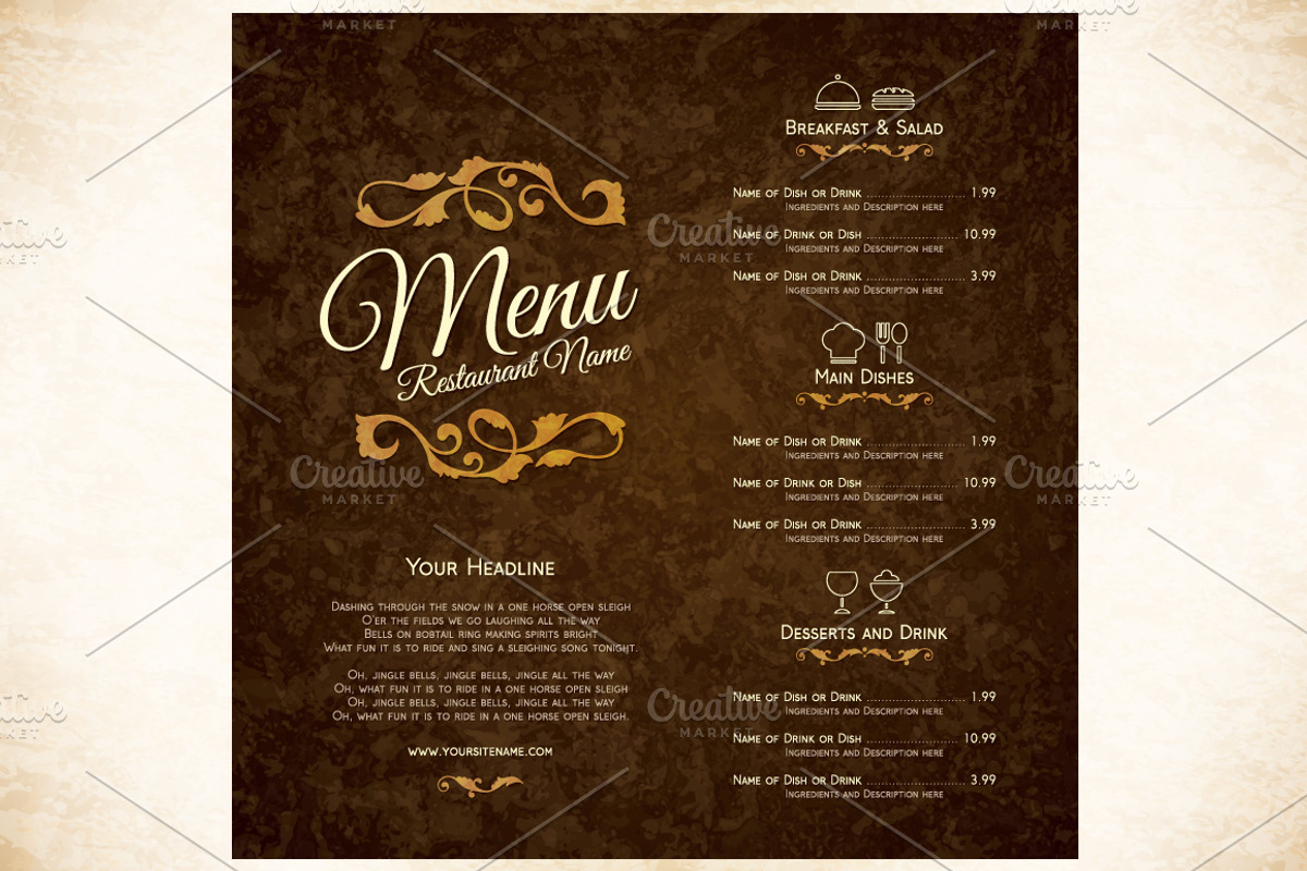 Restaurant menu template, a Card Template by Restaurant Menu & Logos