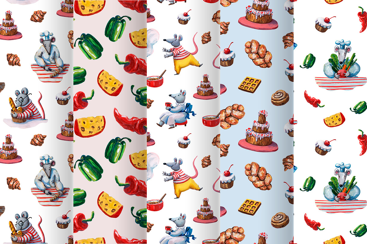 Mice Chefs - Gouache Clipart Set, an Animal Illustration by Mashamashastu (Photo 8 of 10)