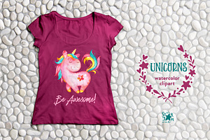 Unicorns. Watercolor Clipart