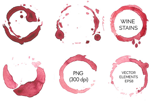 Vector set of red wine stains preview 2