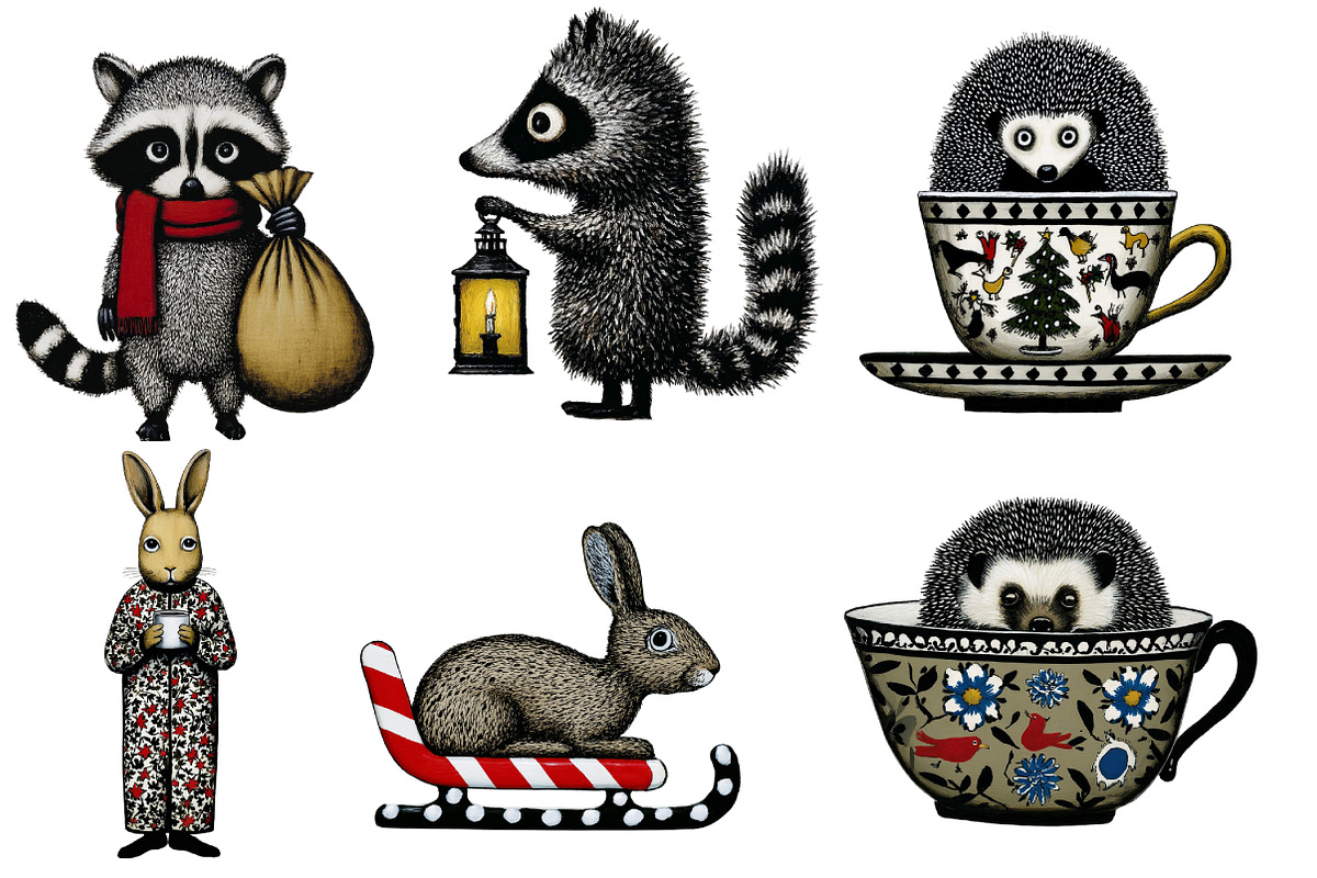 Christmas woodland clipart, an Illustration by Designworld (Photo 2 of 6)