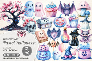 Pastel Halloween Clipart, an Illustration by Dream Creation