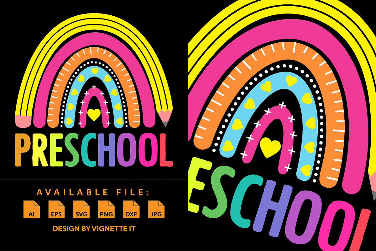Preschool kindergarten rainbow SVG, an Education Illustration by Vignette.IT (Photo 2 of 3)