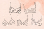 Hand drawn vector Lineart Bra set, an Illustration by esylvia (Thumbnail 6 of 9)