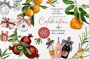 Celebration event clipart watercolor
