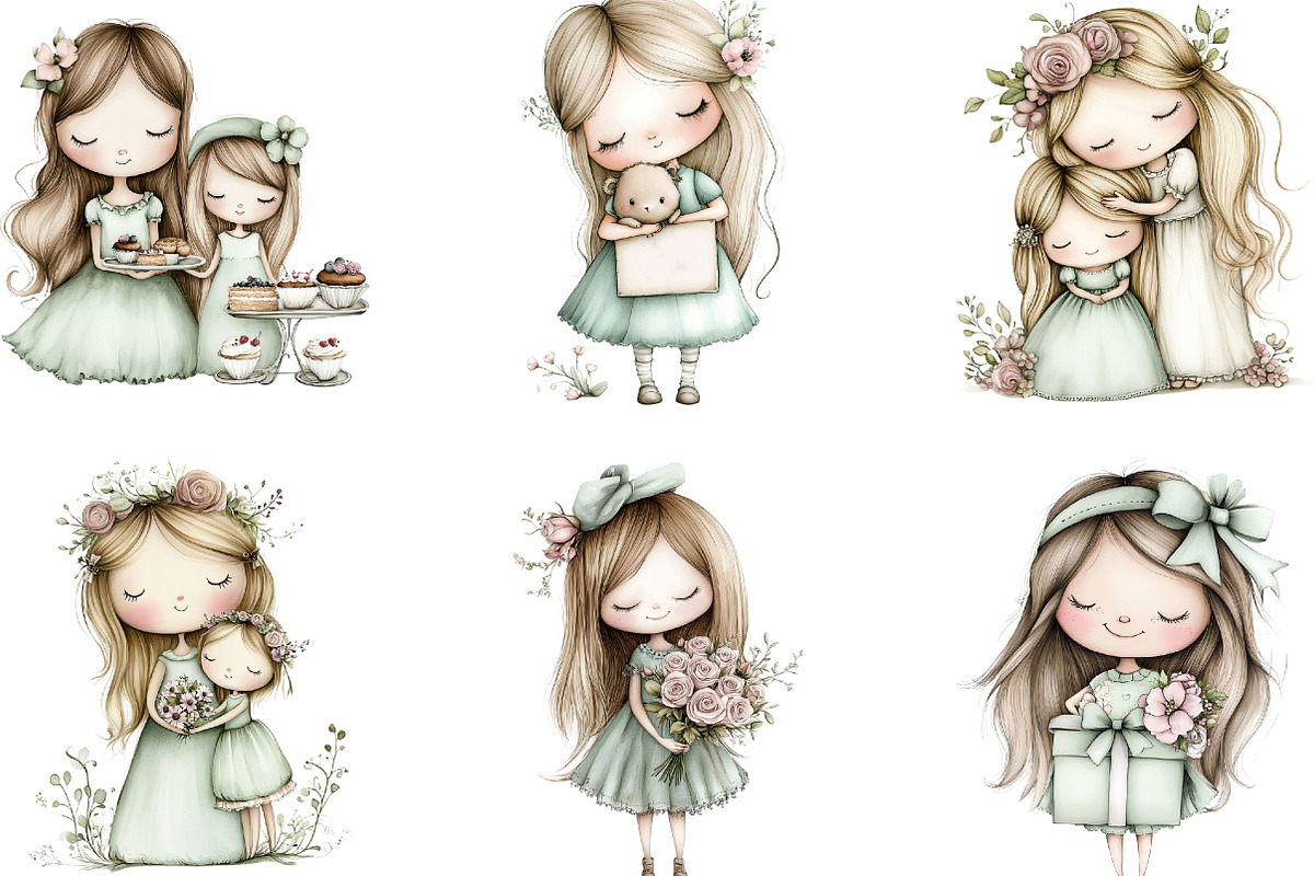 Mother's Day Girls Clipart, an Illustration by Designking (Photo 2 of 5)