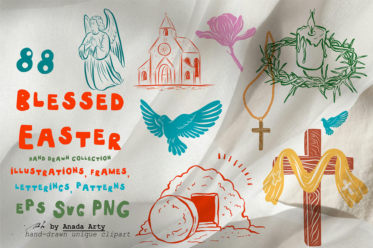 Christian Easter Clipart, Patterns, a Decorative Illustration by Anada Arty (Photo 1 of 9)