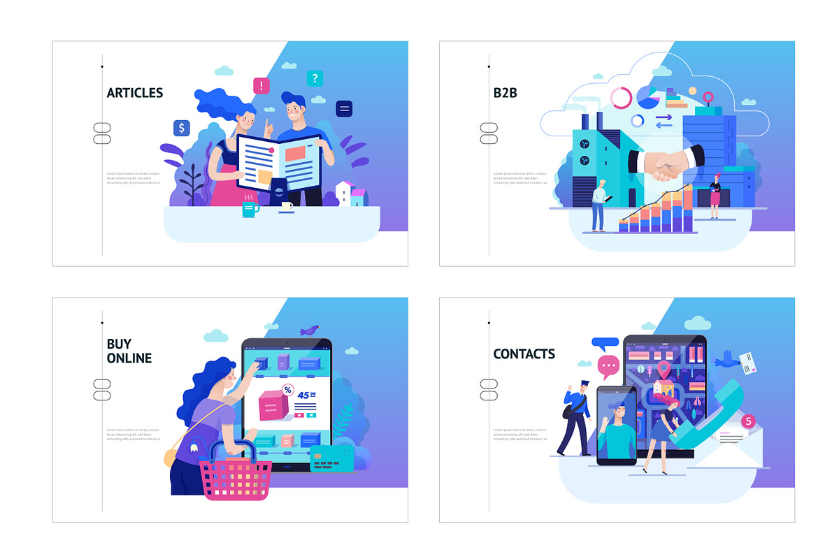 Company website vector Illustrations, a Work Illustration by Grivina's shop (Photo 14 of 25)