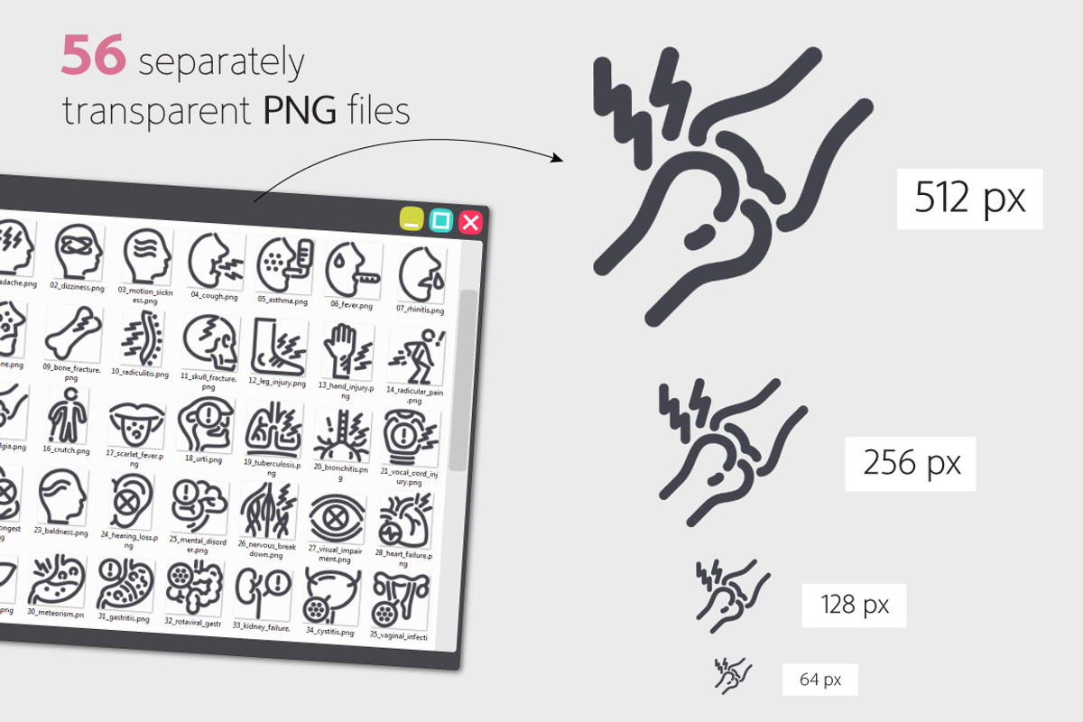 Disease Line Icons Set, an Outline Icon by Voysla's Shop (Photo 3 of 4)