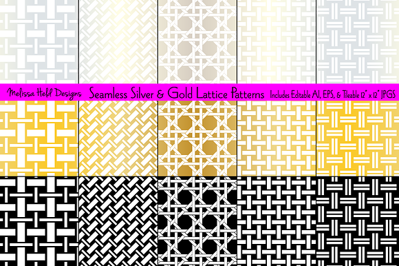 Seamless Metallic Lattice Patterns preview 7