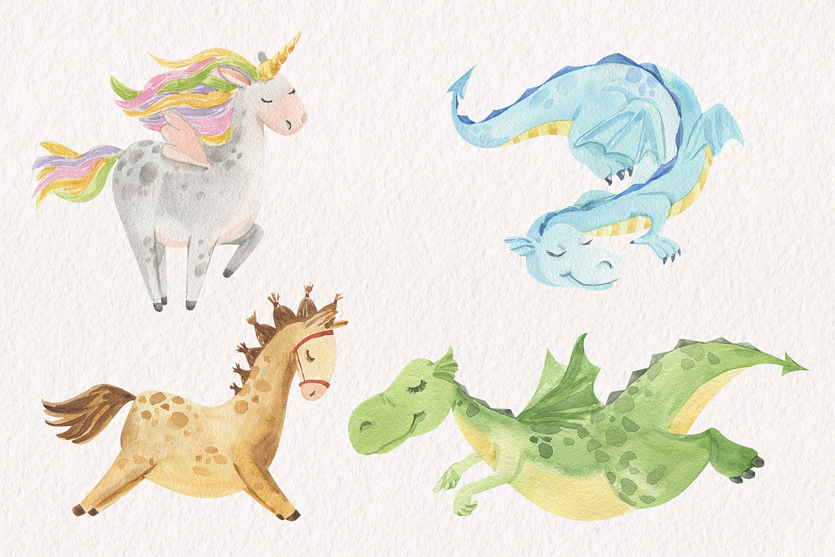 Fairy tale watercolor set, an Illustration by Love Watercolor Store (Photo 4 of 9)