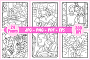 Couple Moments Colorig Pages, a Decorative Illustration by Coco Bloom (Thumbnail 2 of 4)
