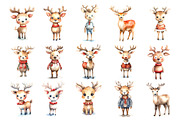 Watercolor Christmas Deer. Set., an Animal Illustration by KENO Mascots (Thumbnail 3 of 6)