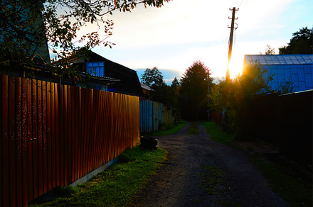 Sunset at Russian village background, a Nature Photo by RETROWAVE '88