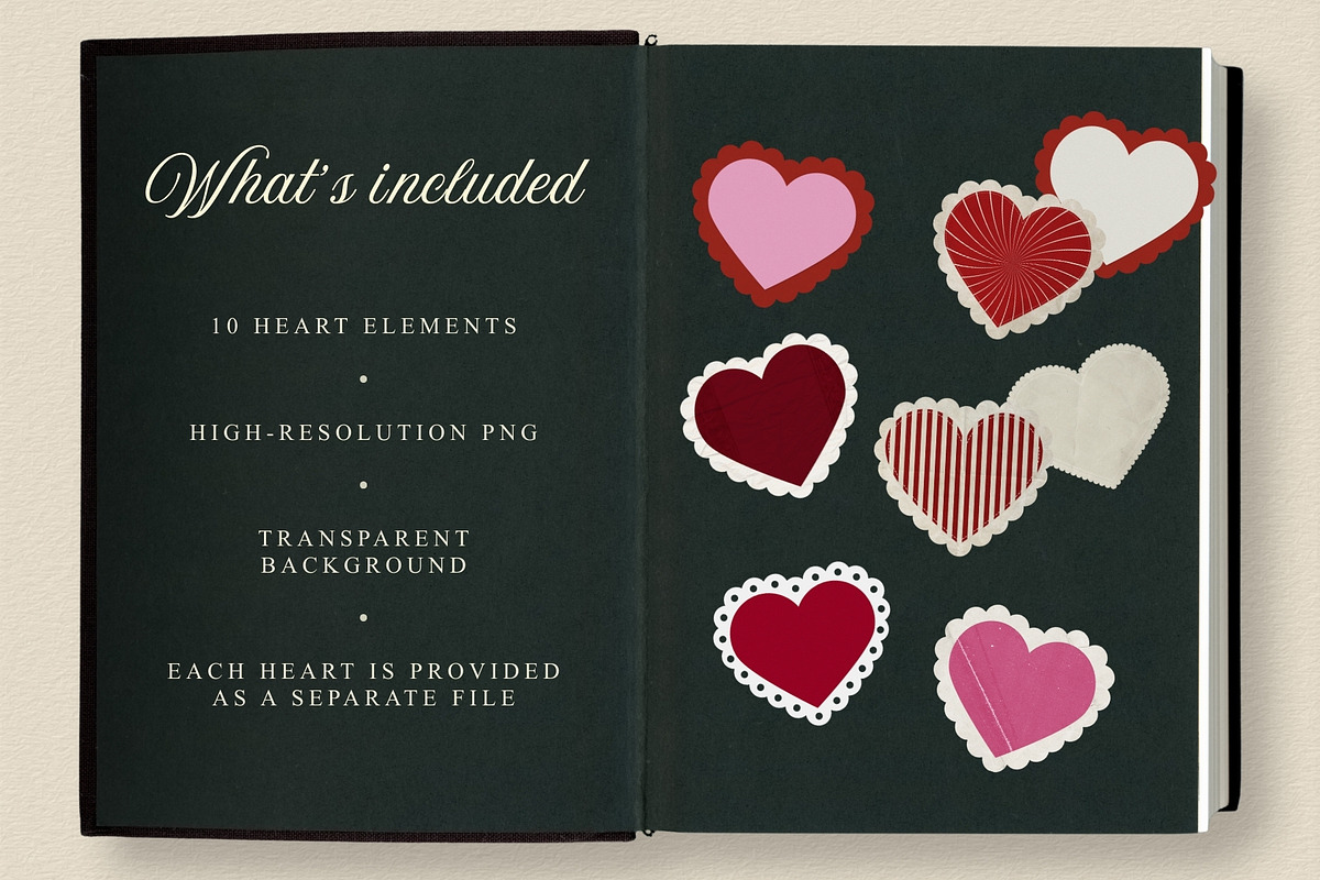 Vintage Valentine Hearts Mini Set, an Object Graphic by Design Alchemy Studio (Photo 2 of 6)