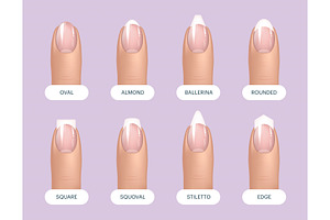 Set of realistic natural nails
