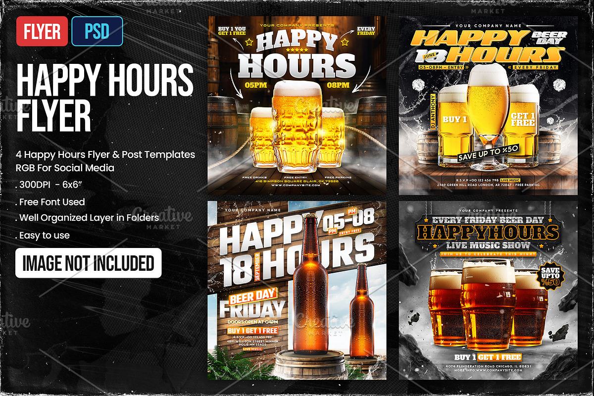 Happy Hours Post & Flyer Templates, a Templates & Theme by OnurDemircan (Photo 1 of 5)