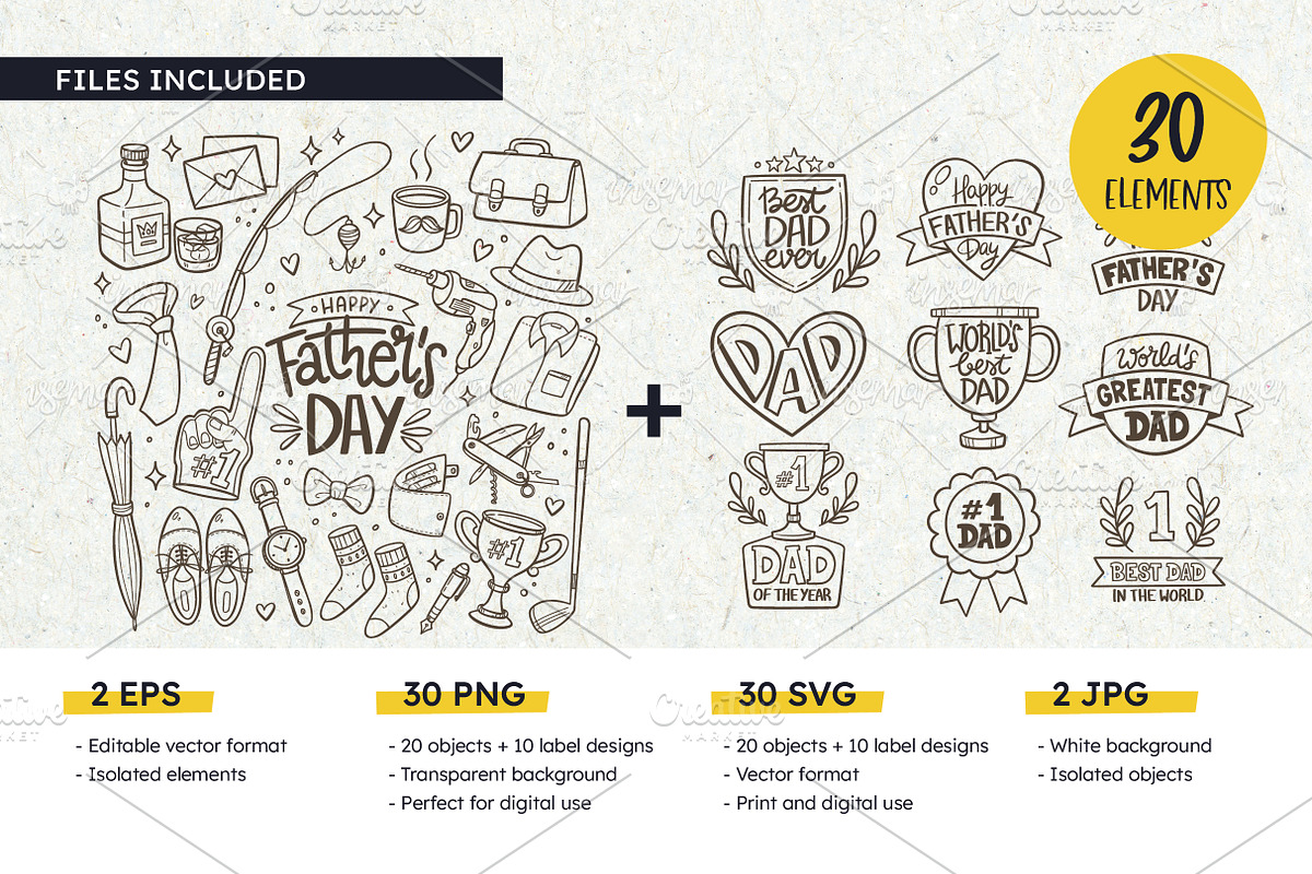 Father's Day Clipart & Labels, an Illustration by insemar (Photo 3 of 4)