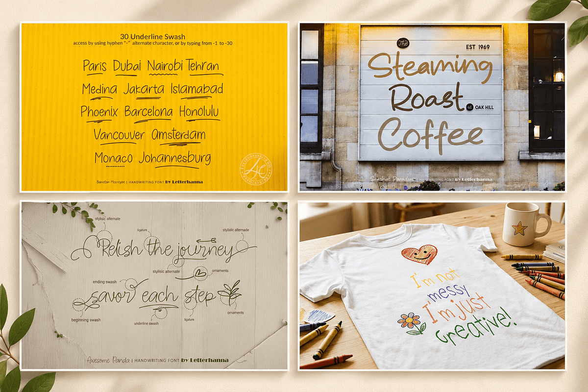 Handwritten Font Bundle - 12 Fonts, a Handwritten Font by Letterhanna Studio (Photo 3 of 6)