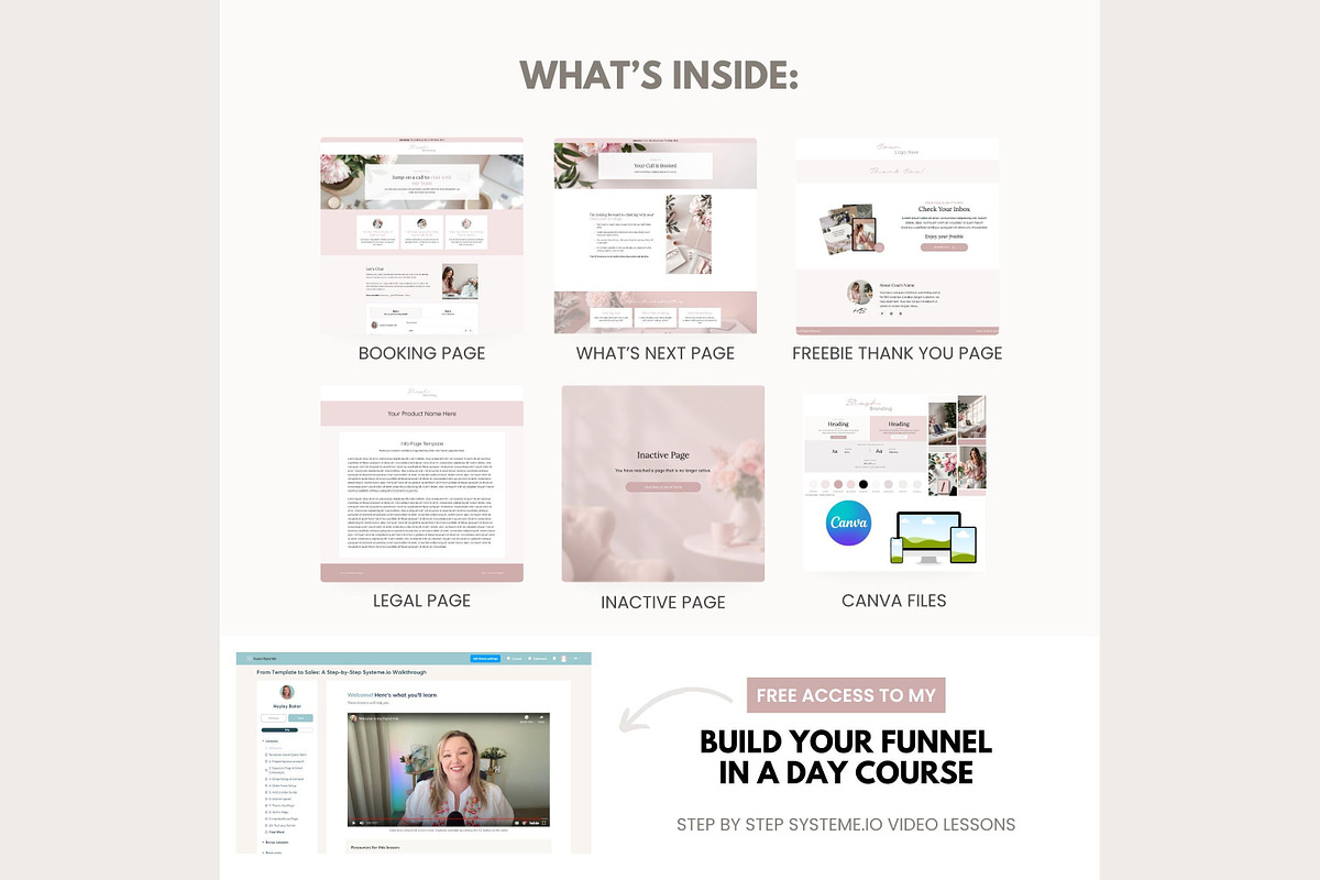 Systeme.io Blush Branding Paid Call, a Landing Page Template by Hayley's Digital Hub (Photo 3 of 10)
