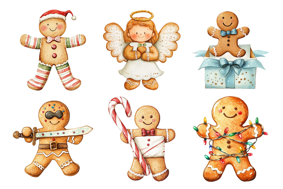 Cute Christmas Gingerbread Man Clipa, an Illustration by Daily.Designs (Photo 4 of 5)