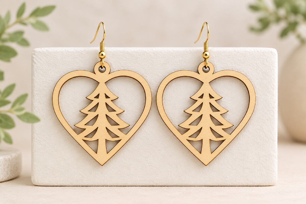 Christmas Tree Earrings Laser Cut, an Object Graphic by Canvas Craft (Photo 2 of 3)