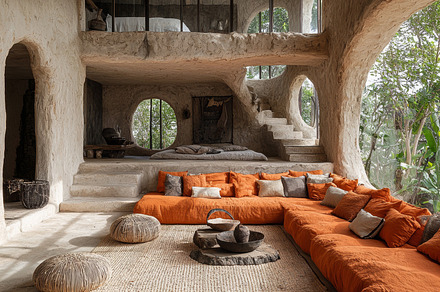 Beautiful African-inspired interior with natural rustic design elements, a Photo by AS photostudio
