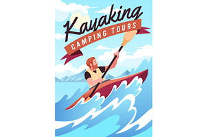Canoe rafting. Man in life jacket is, a Sport Illustration by YummyBuum