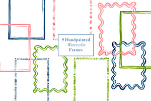 Handdrawn Watercolor Frames + Border