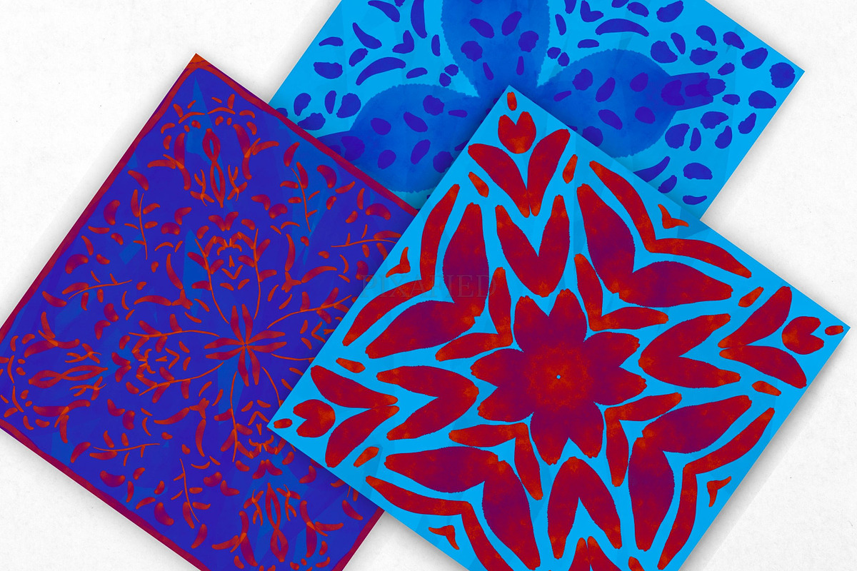 Red and Blue Watercolour Pattern, an Illustration by Pixafied (Photo 3 of 3)