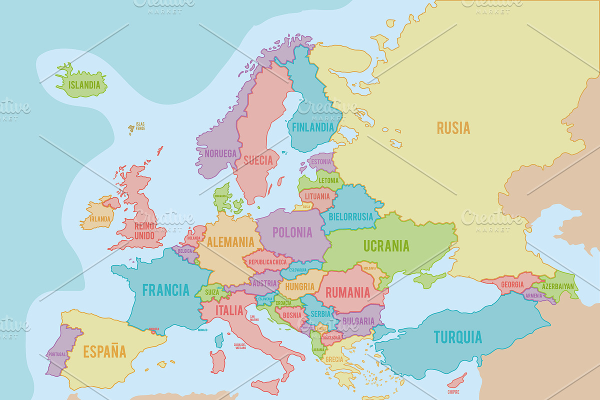3x Colorful Europe Maps, an Education Illustration by asantosg (Photo 4 of 4)