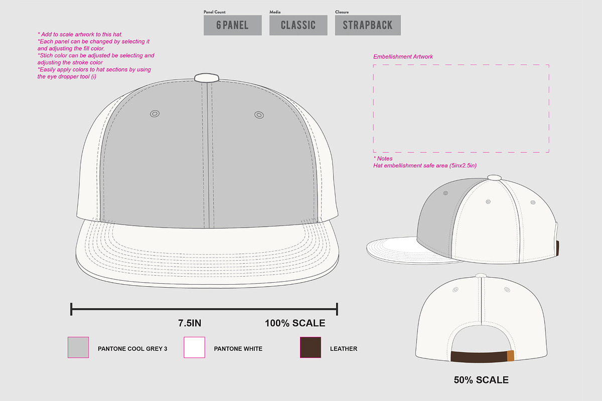 Hat Template - 6 Panel Hat, a Hat Mockup by Template Haven (Photo 5 of 11)