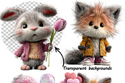 Whimsical Animal Valentine Clipart, a Graphic by one-touch (Thumbnail 8 of 9)