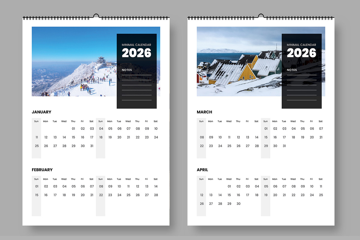 Minimal 2026 Wall Calendar Design preview 2