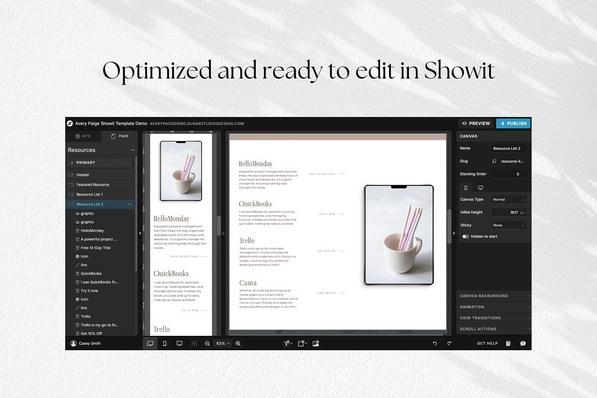 Modern Entrepreneur Showit Website, a Landing Page Template by Sugar Studios (Photo 7 of 8)