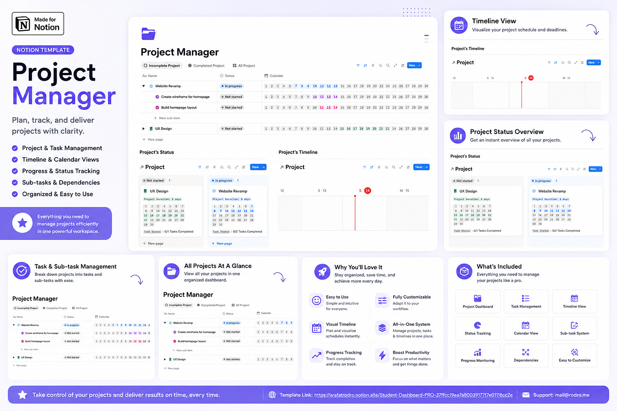 Project Management Notion Template, a Marketing Template by Rodro (Photo 2 of 3)
