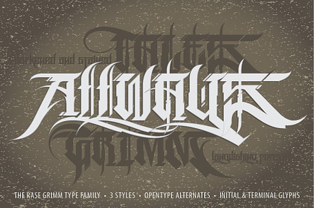 Rase Grimm - 3 Font Family, a Blackletter Font by Graffiti Fonts®
