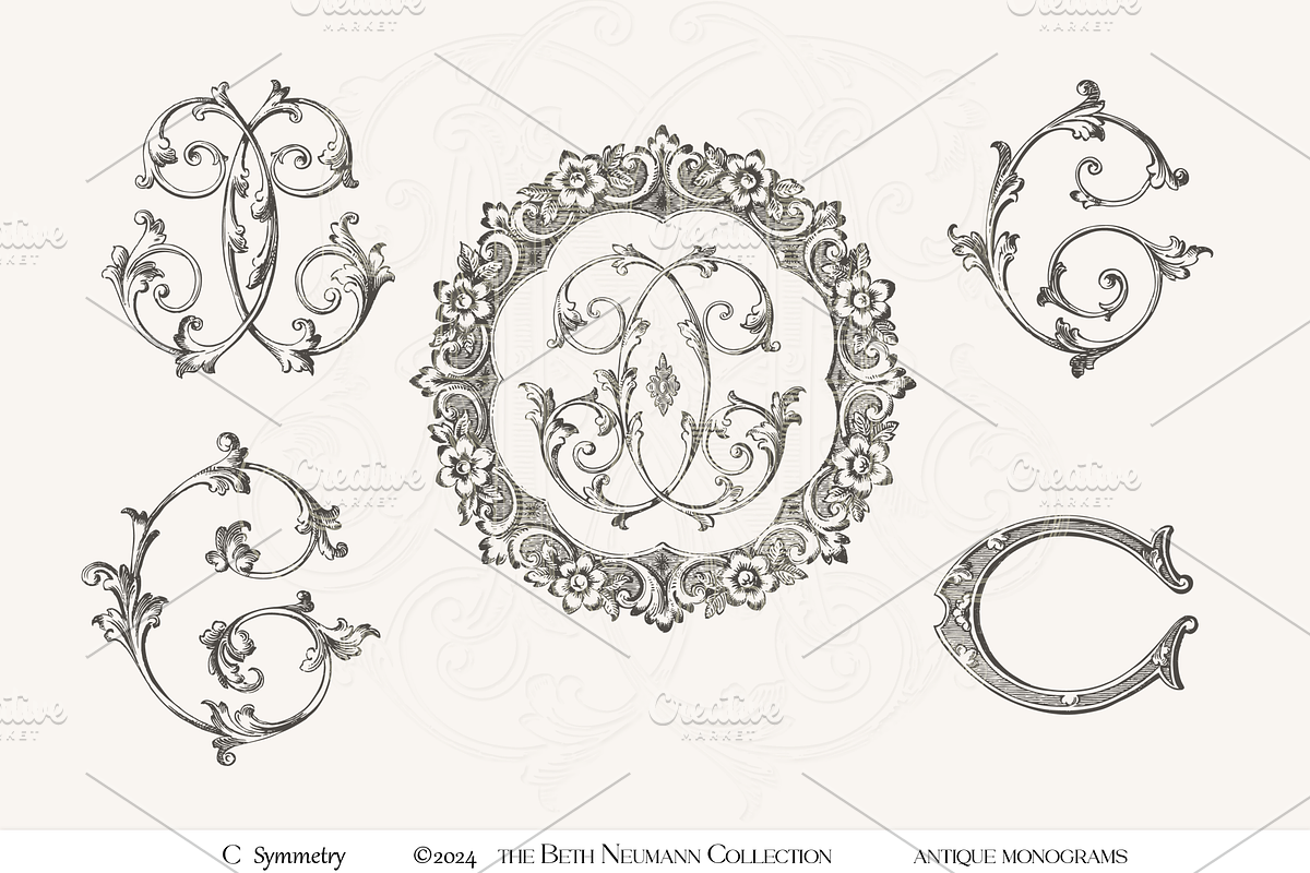 Antique Vintage Monogram Initial C, an Object Graphic by Antique Monograms (Photo 1 of 4)