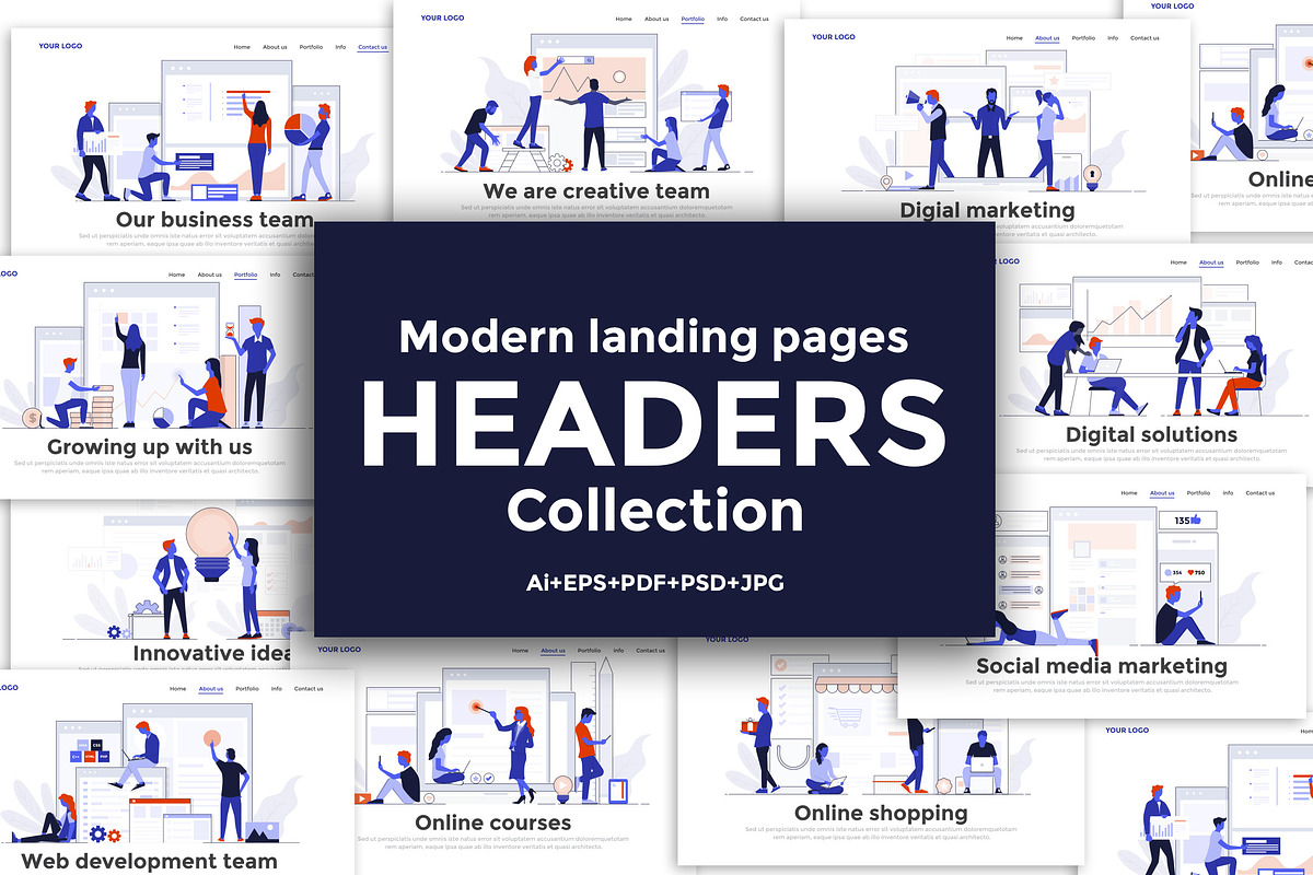 Flat Design Landing page templates, a Person Illustration by Creative Graphics (Photo 1 of 12)